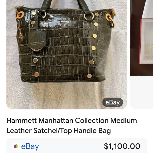Hammitt Daniel Medium Manhattan Green Crocodile-Embossed Tote with Gold Details - Picture 13 of 13